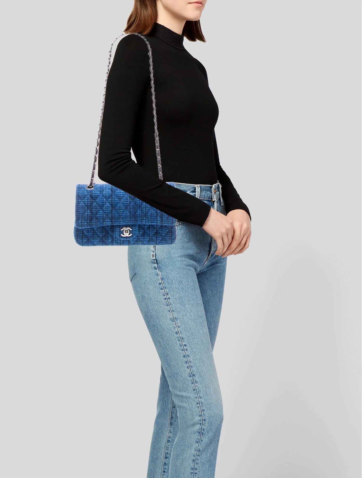 Quilted Tweed Classic Medium Double Flap Bag