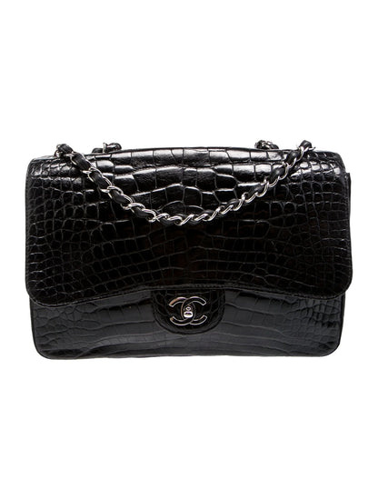Classic Alligator Jumbo Double Flap Bag