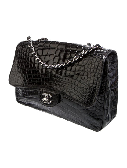 Classic Alligator Jumbo Double Flap Bag