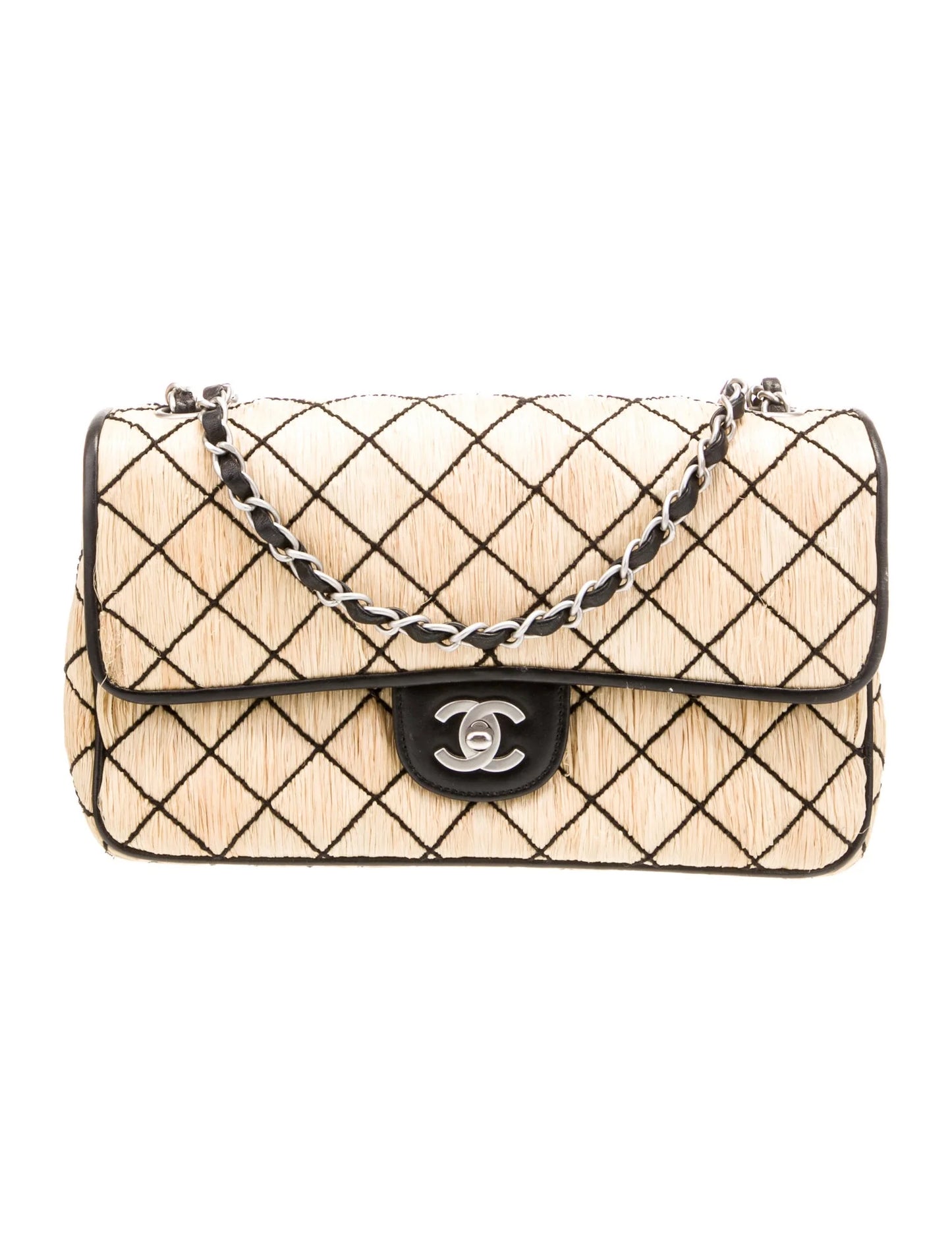 Classic Medium Raffia Single Flap Bag