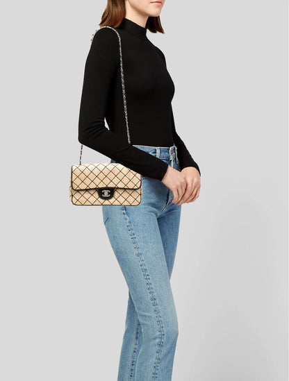 Classic Medium Raffia Single Flap Bag