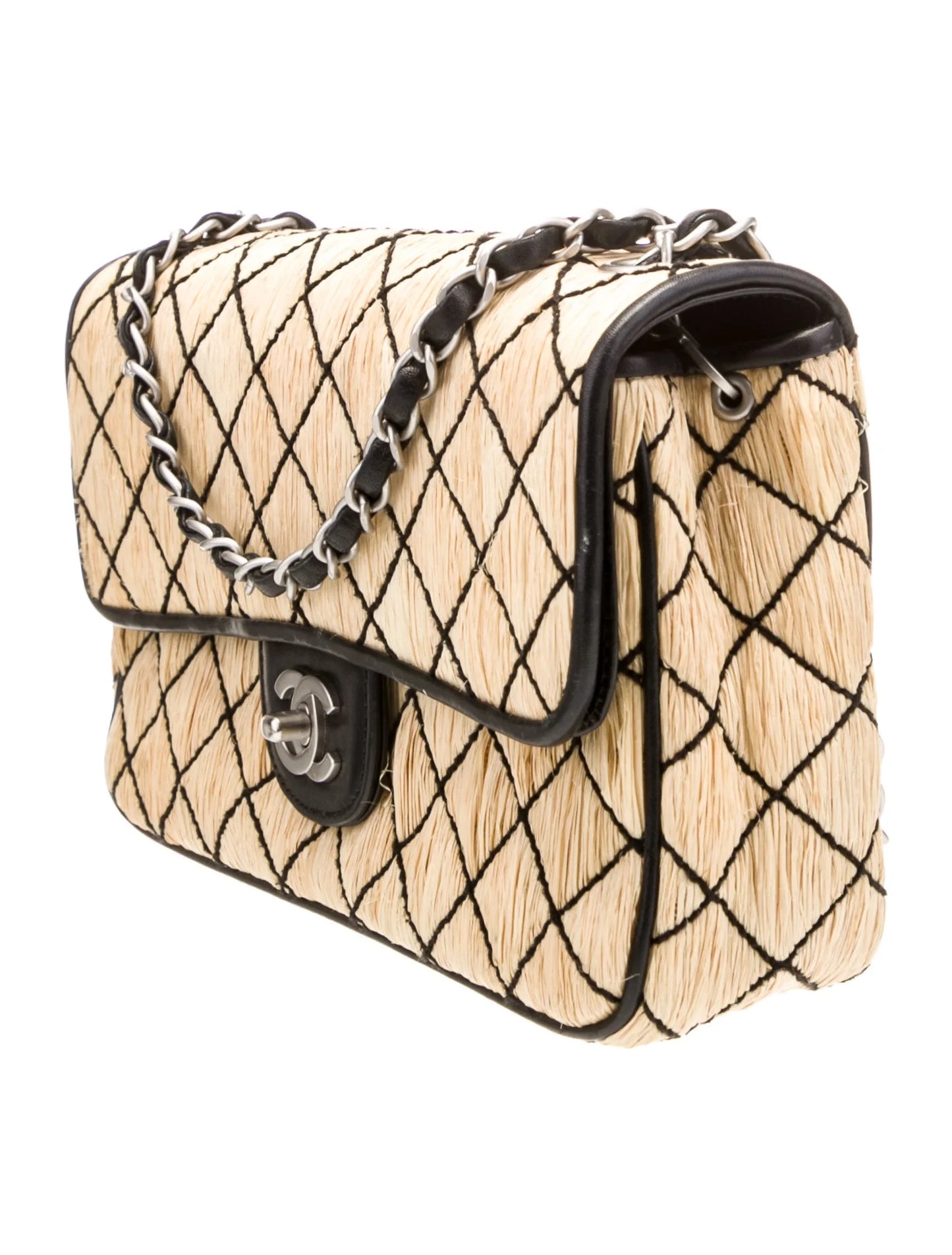 Classic Medium Raffia Single Flap Bag