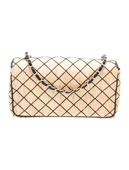 Classic Medium Raffia Single Flap Bag