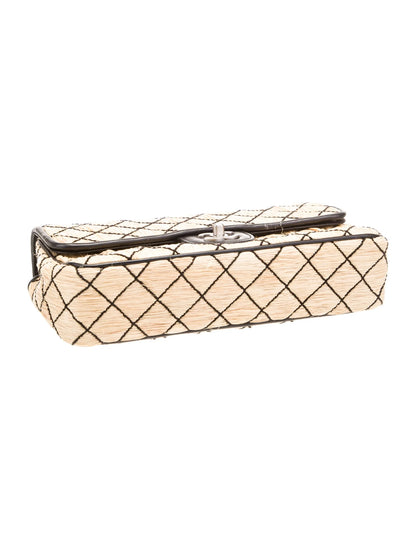 Classic Medium Raffia Single Flap Bag
