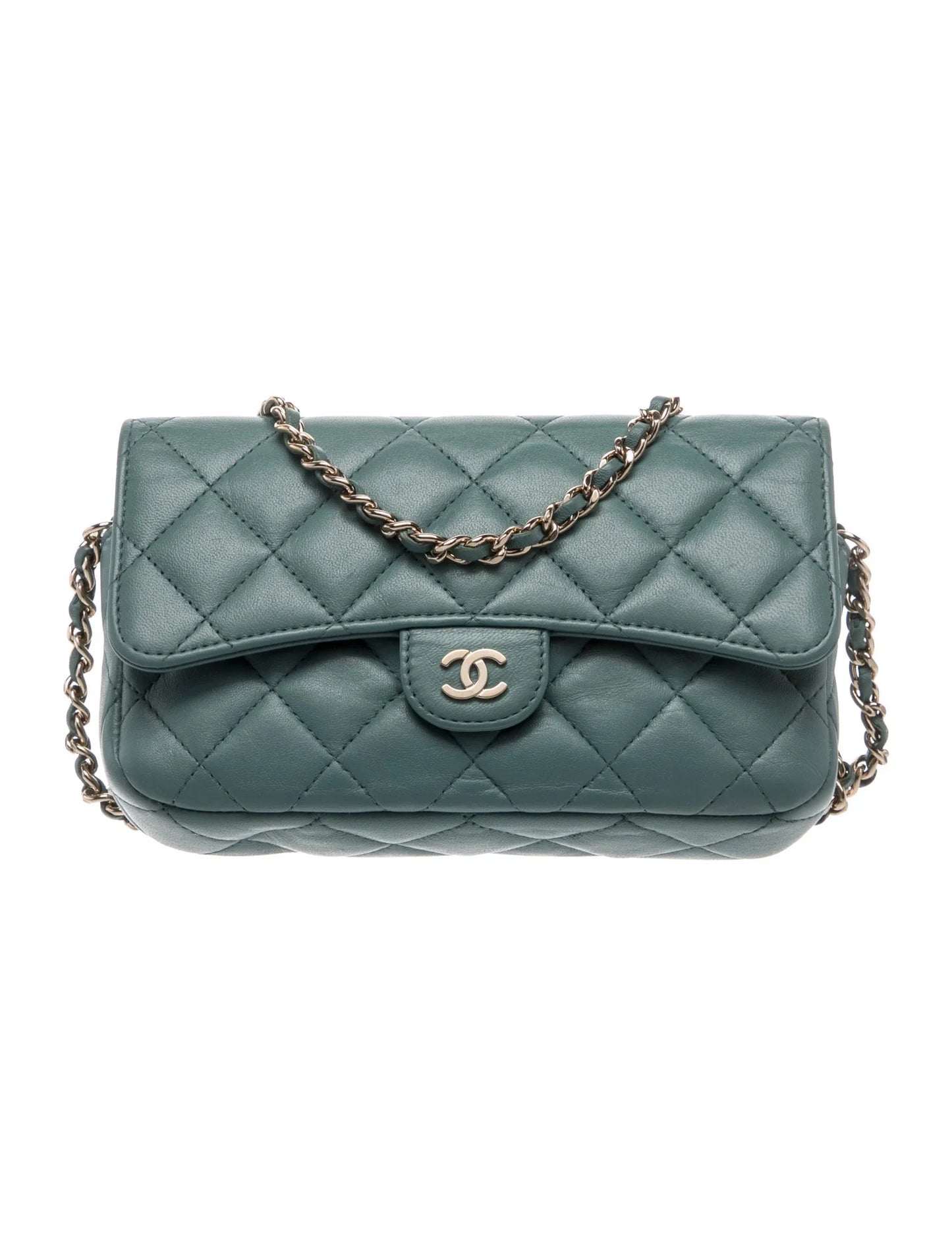 Quilted Lambskin Classic Flap Phone Holder w/ Chain