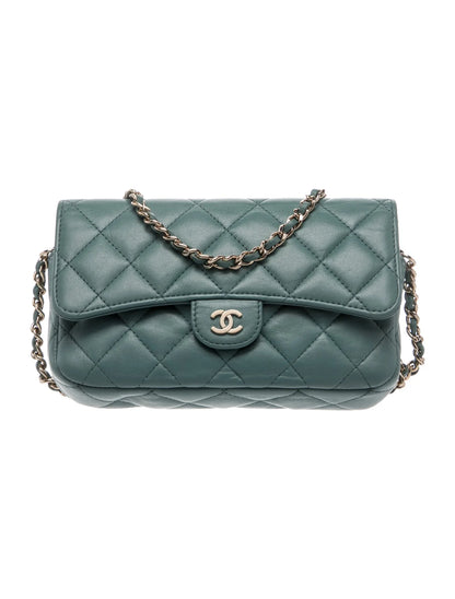Quilted Lambskin Classic Flap Phone Holder w/ Chain