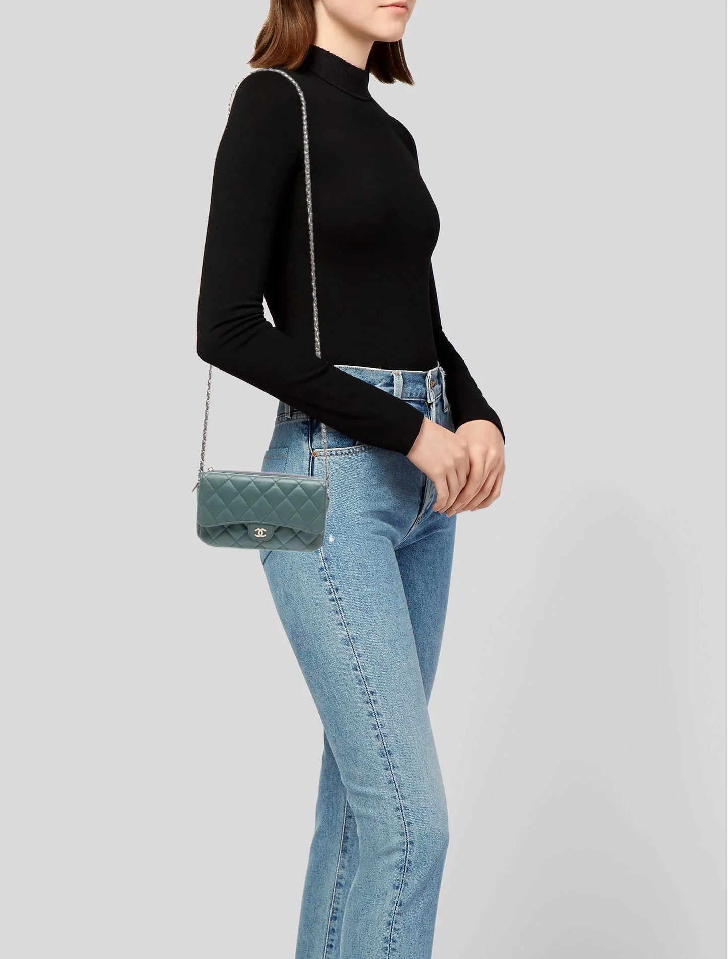 Quilted Lambskin Classic Flap Phone Holder w/ Chain