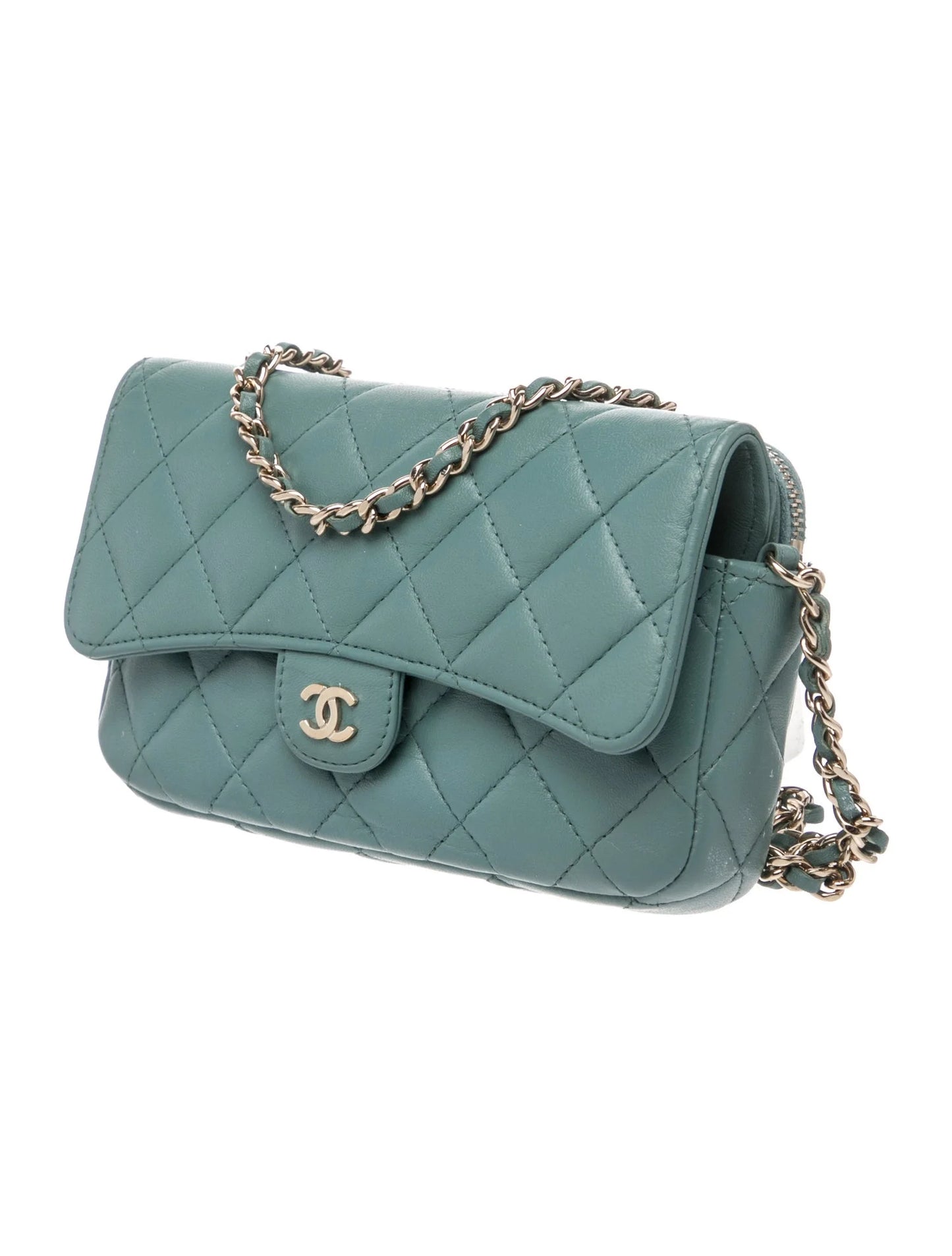 Quilted Lambskin Classic Flap Phone Holder w/ Chain