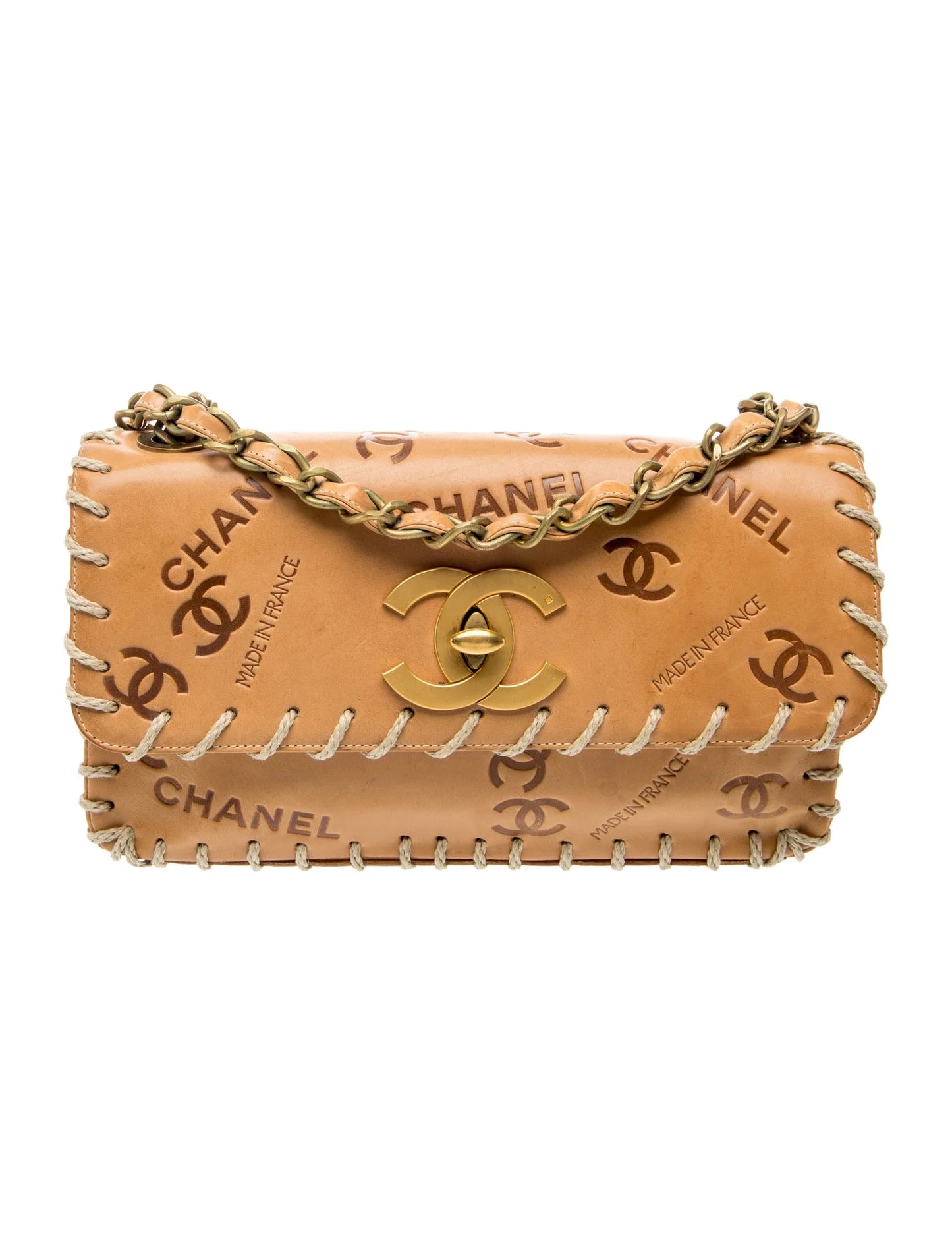 Whipstitched Medium Flap Bag