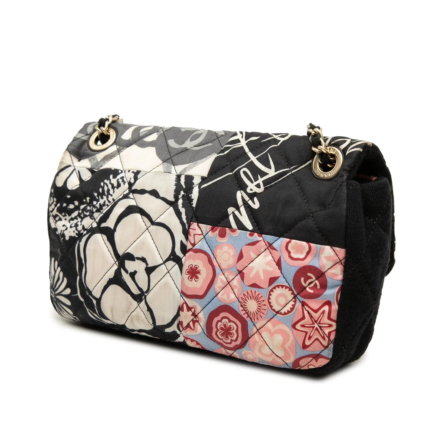 Mini Rectangular Printed Nylon and Jersey Patchwork Single Flap