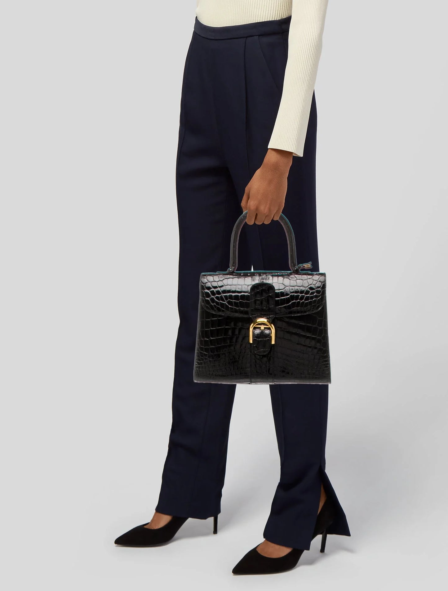 Crocodile Top Handle Bag MM Vintage