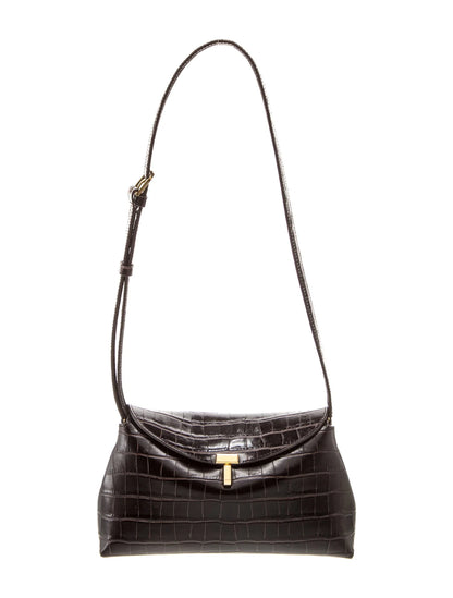 Embossed Leather T-Lock Clutch
