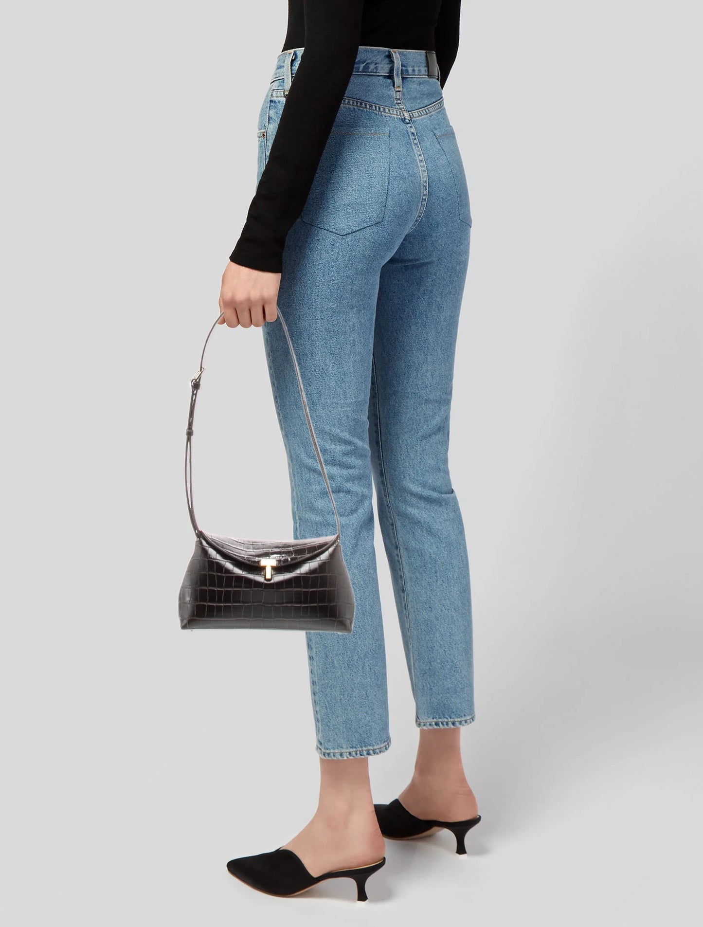 Embossed Leather T-Lock Clutch