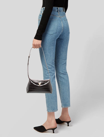 Embossed Leather T-Lock Clutch