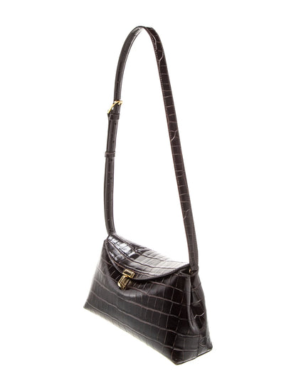 Embossed Leather T-Lock Clutch