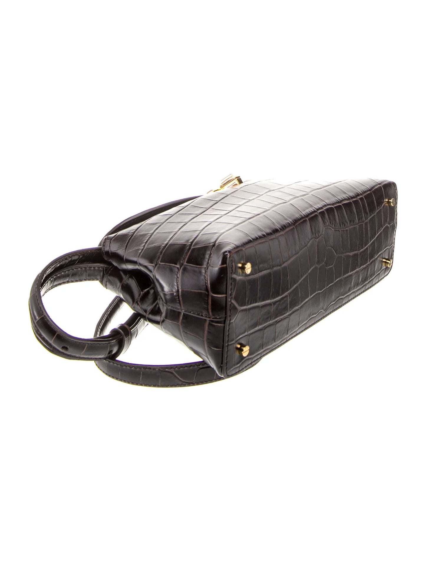 Embossed Leather T-Lock Clutch